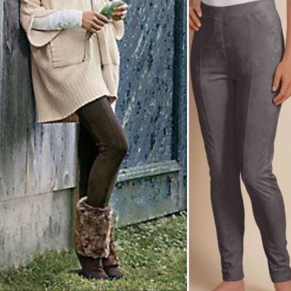 Soft Surroundings Gray Micro Suede Leggings Small - Picture 1 of 5